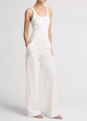 MID RISE COTTON DRAWSTRING PAN 101OWH