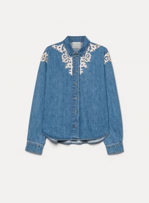 INDIGO TWILL EMBROIDERED BOXY CELESTE 5002