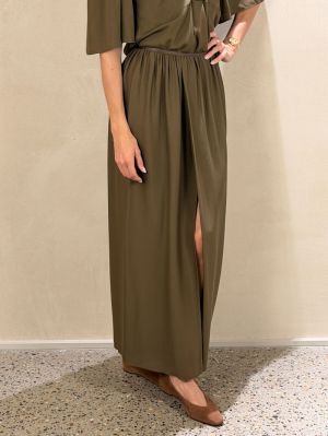 MIXED SILK MAROCAINE SLIT SKIR OUD 6100