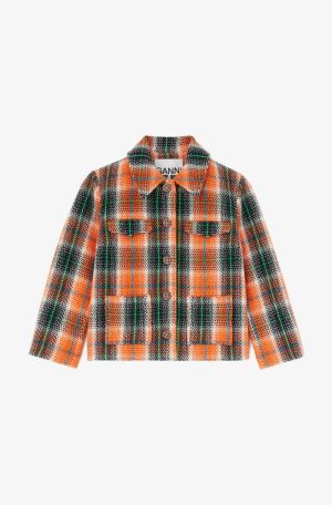 GRAPHIC WOOL CHECK BLAZER MANDARIN ORANGE