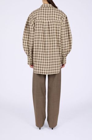 LIGHT CHECK FLANNEL PLEATED SL OYSTER GRAY 873