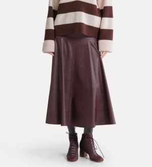 ECO LEATHER MIDI SKIRT BORDEAUX 2504