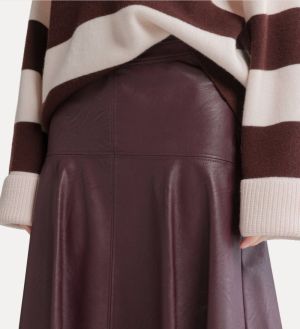 ECO LEATHER MIDI SKIRT BORDEAUX 2504