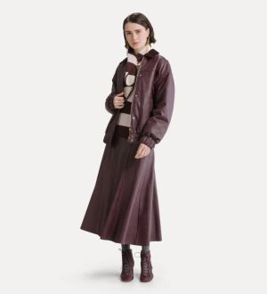 ECO LEATHER MIDI SKIRT BORDEAUX 2504
