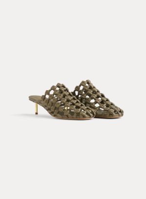 METAL HEEL BRAIDED NAPPA LEATH KHAKI 3016